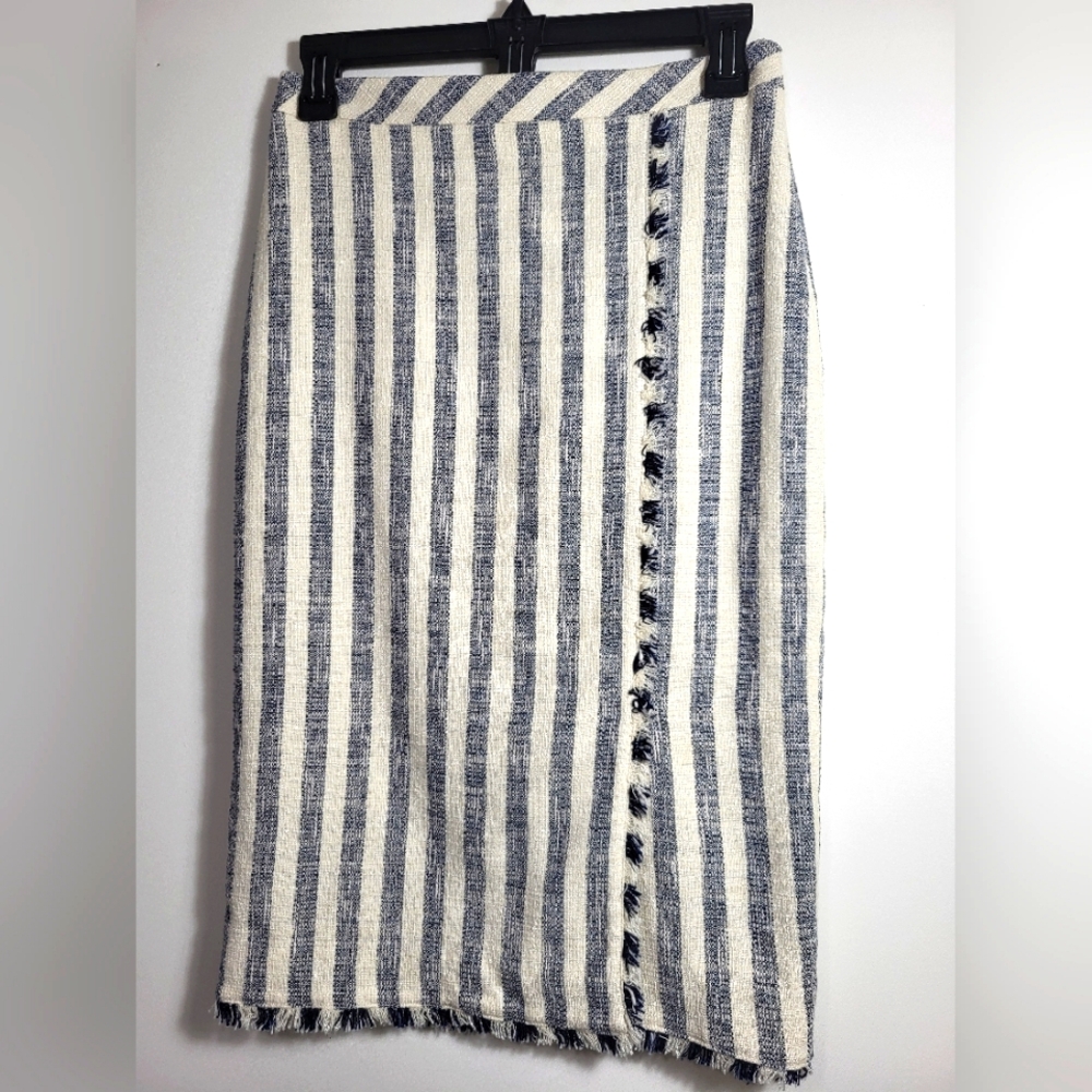 Banana Republic blue & white stripe pencil skirt women's 0 #2398